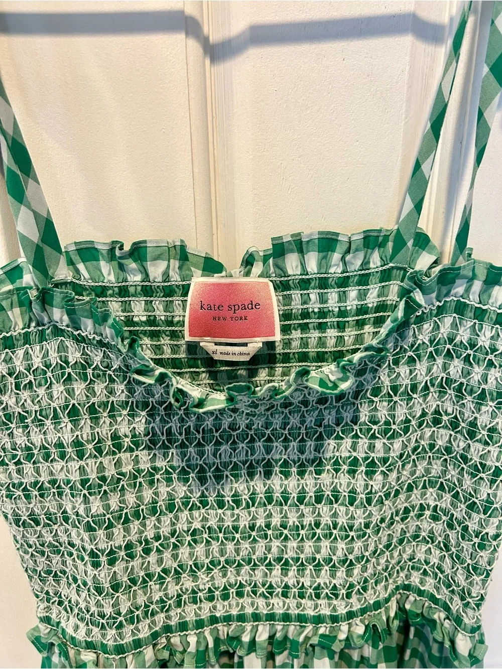 kate spade Green Gingham Smocked Sundress - Picture 2 of 4